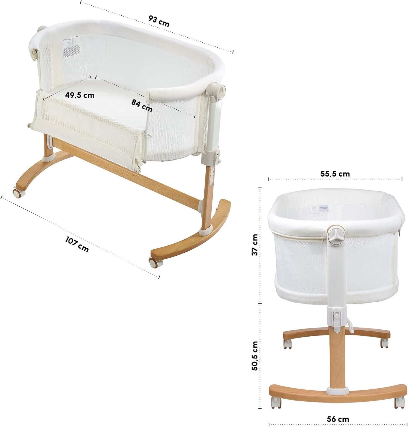 Детская кроватка Babygo Amila Beige Creme / Приставная кровать с матрасом / Белая, фото №4 Детская кроватка Babygo Amila Beige Creme / Приставная кровать с матрасом / Белая, фото №4