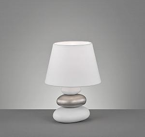Настільна лампа Fischer & Honsel Pibe керамічна основа під камінь, 1 x E14, текстильний абажур біла/срібляста synthetic.ua - Фото 1