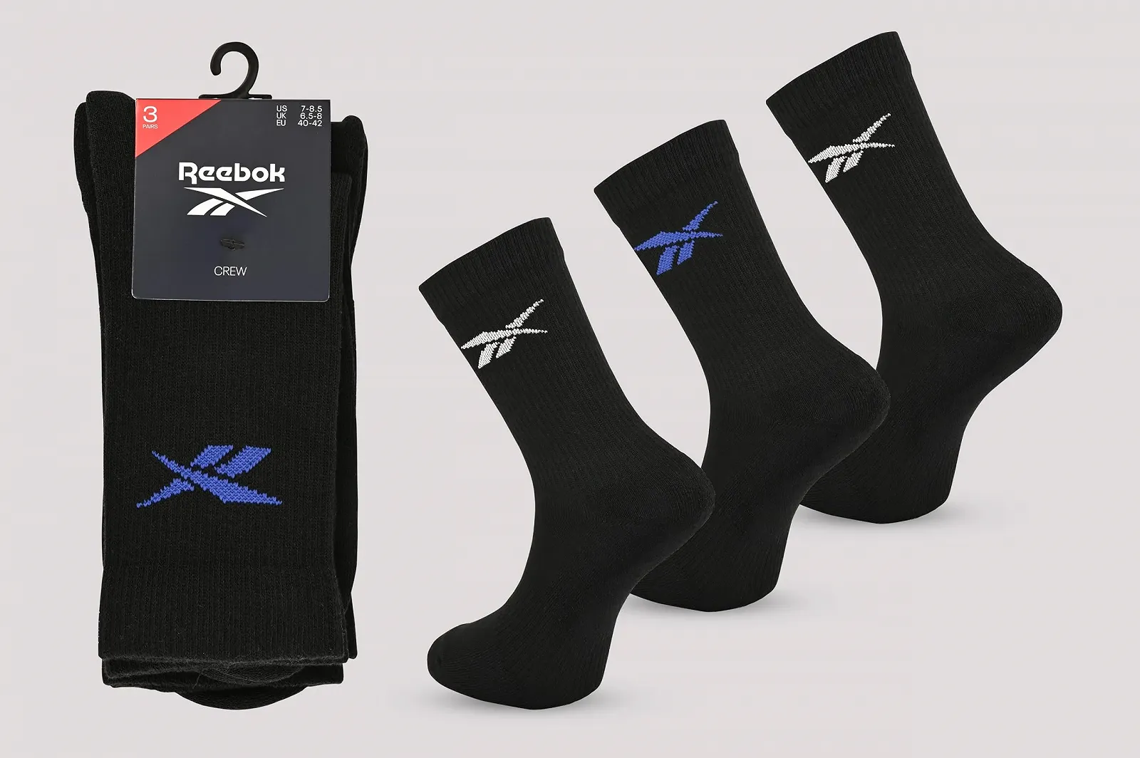 Носки Унисекс Reebok R0365-11, Голубые, 40-42 (3 пары в упаковке), фото №4