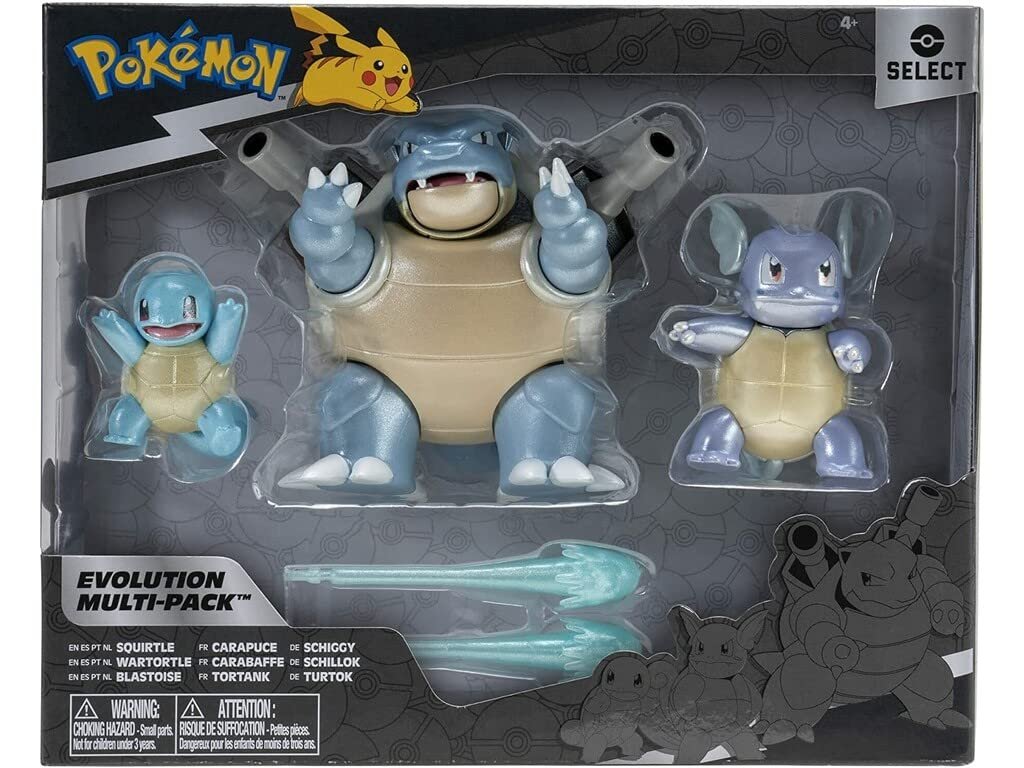 Фигурки Pokemon Bizak Squirtle Evolution Multipack Wartortle и Blastoise 5 см, 8 см и 12 см, фото №2
