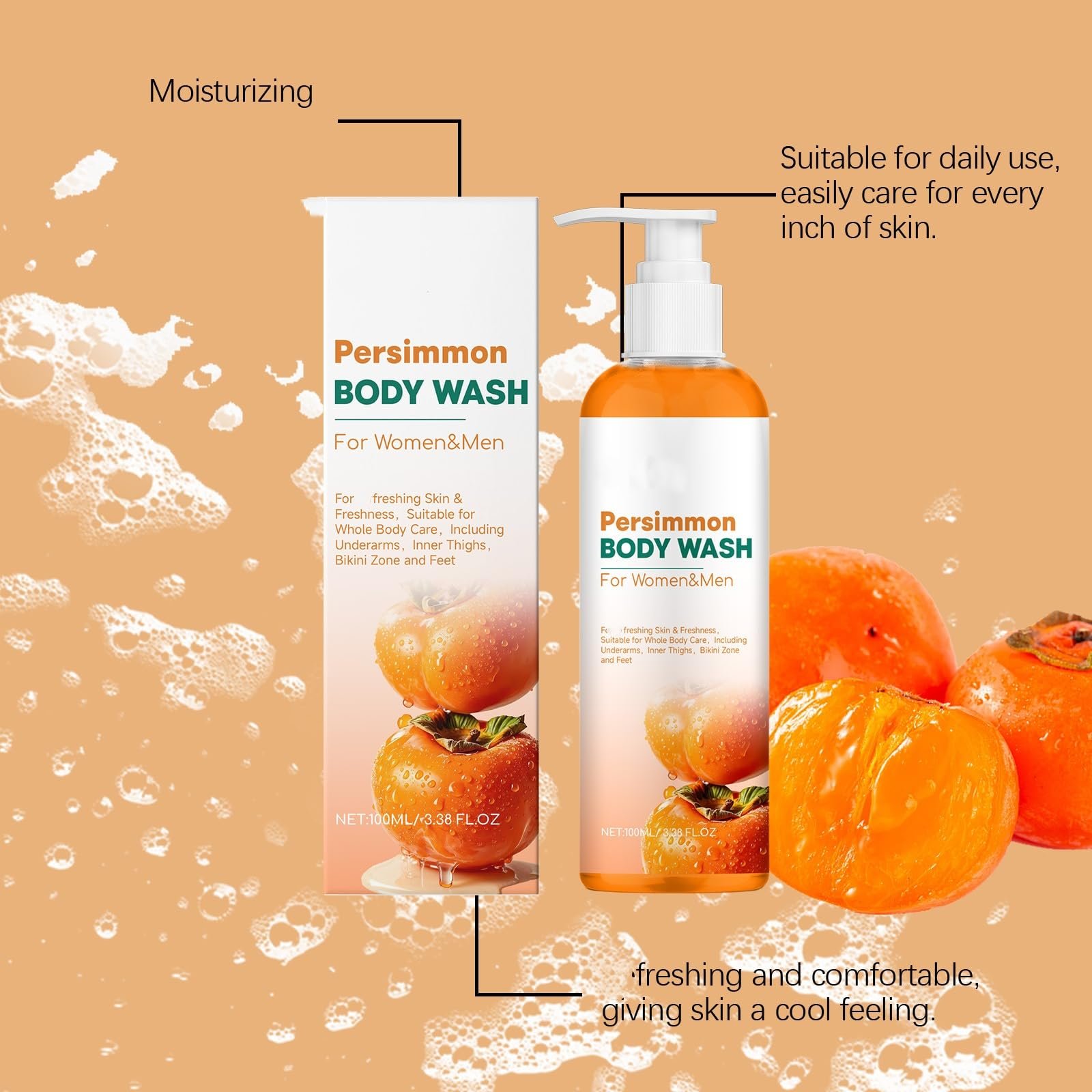 Гель для душу Persimmon Natural Deep Cleansing Odour Control Moisturising Fresh Fragrance 2 штуки, фото №4