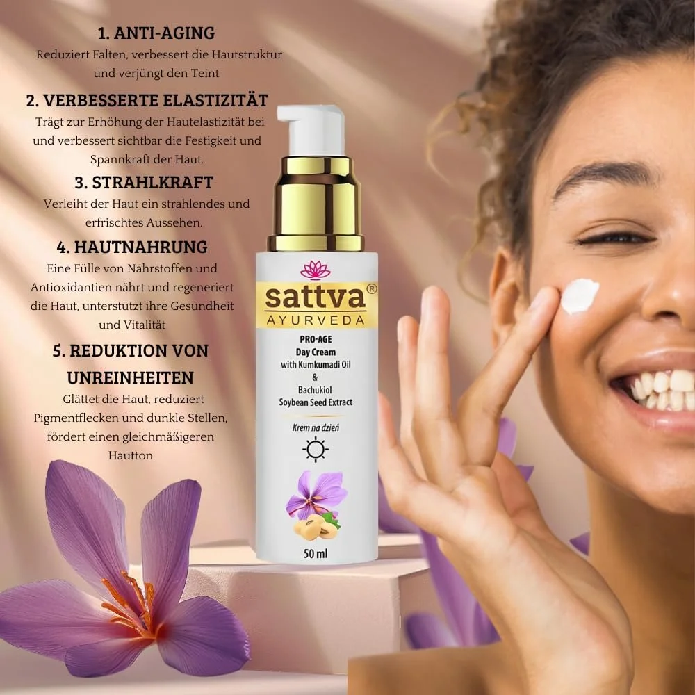 Денний крем для обличчя Sattva Pro-Age проти зморшок з олією кумкумаді Anti-Ageing Moisturiser, фото №2