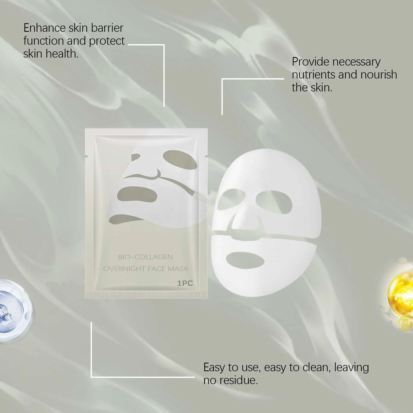 Маска Luuma Collagen, Нічна маска з колагеном, Зволожуюча нічна маска для обличчя (8 штук), фото №6