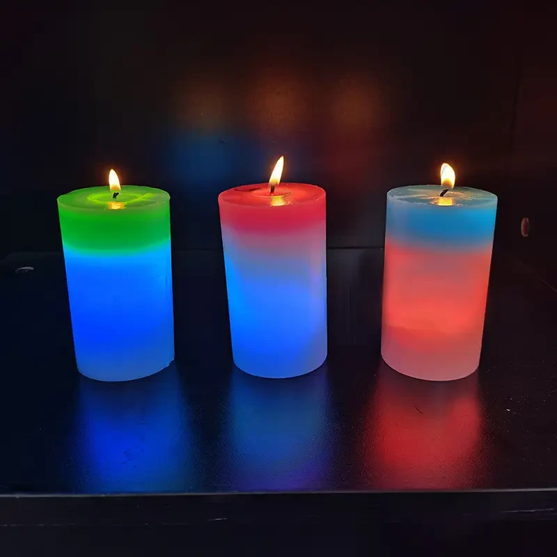 Декоративна воскова свічка з ефектом вогню і LED підсвітом Candles magic 7 кольорів RGB, фото №5