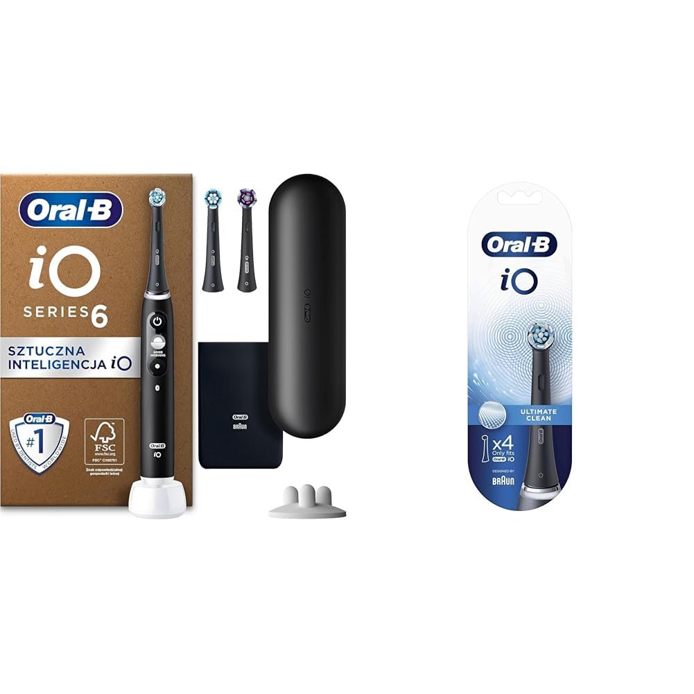 Электрическая зубная щетка Oral-B iO Series 6 Plus Edition, черная + насадки iO Ultimate Cleaning, 4 шт., фото №1