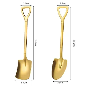 Ложка Шпатель из нержавеющей стали 8 шт, креативная форма лопаты, десертная ложка, ложка для мороженого, кофейная ложка, креативная форма совка synthetic.ua - Фото 1