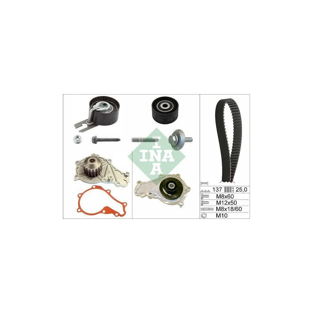 Водяний насос та комплект ременя ГРМ INA Schaeffler 530 0375 30 для BMW CITROËN FIAT, фото №1