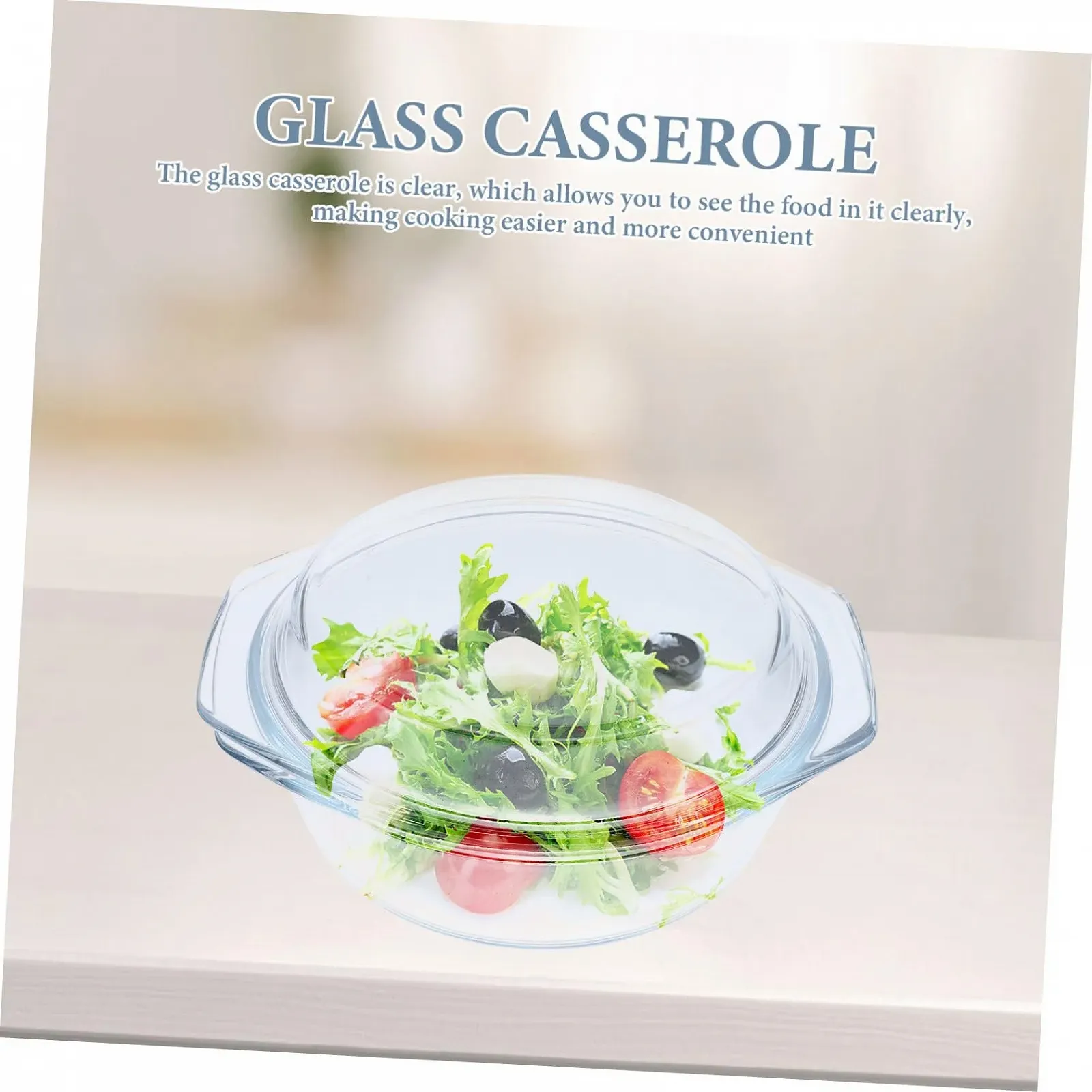 Форма для запікання скляна з кришкою кругла термостійка для мікрохвильової печі, фото №6
