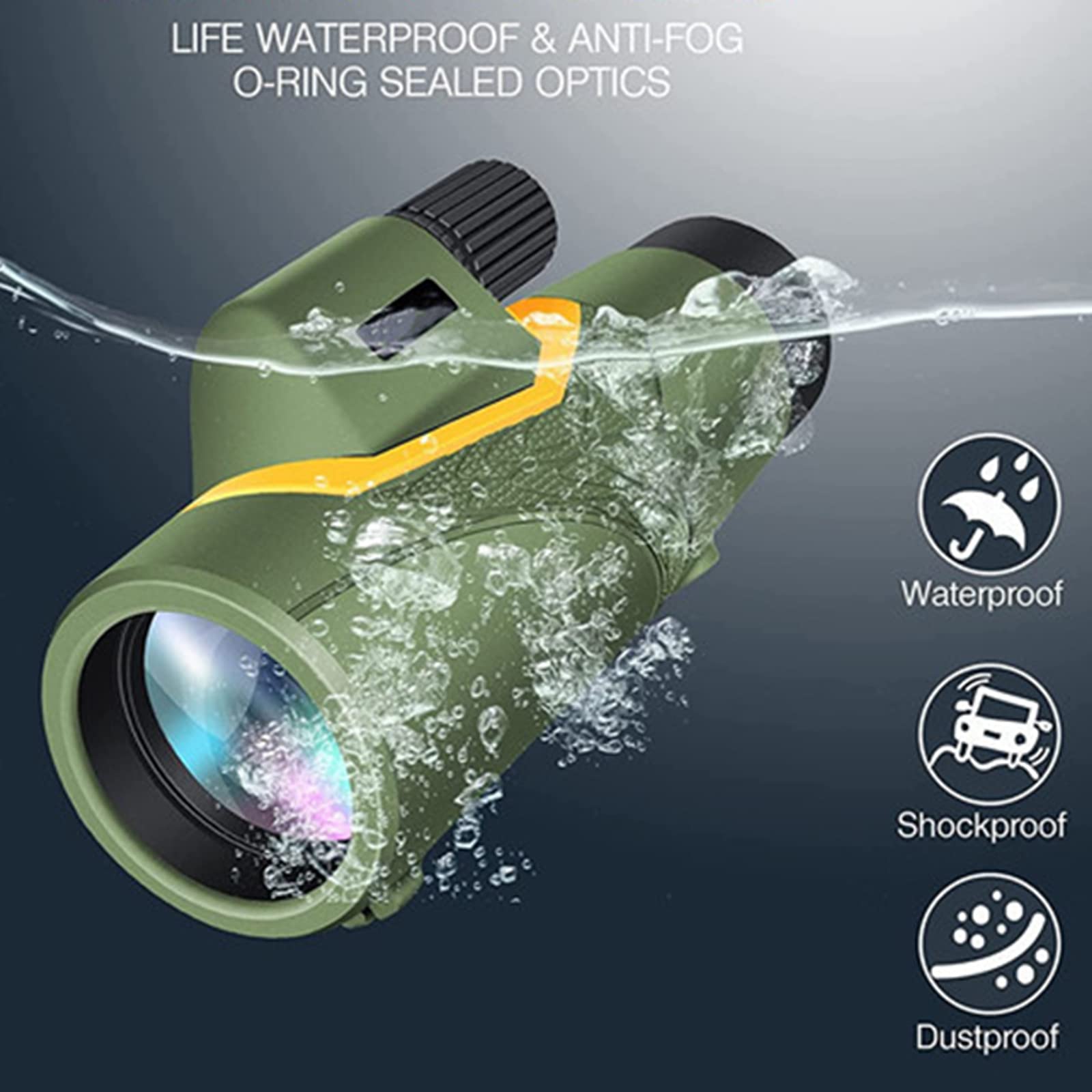 Монокуляр 12X42 с адаптером для смартфона и штативом, высокопроизводительный, телескоп для наблюдения за птицами, охота, походы, концерты, фото №3