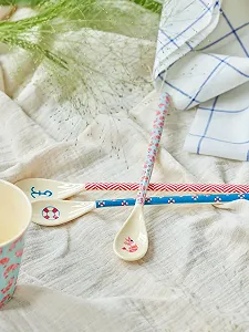 Ложка Rice Latte Меламін Морський принт Набір з 6 штук synthetic.ua - Фото 1