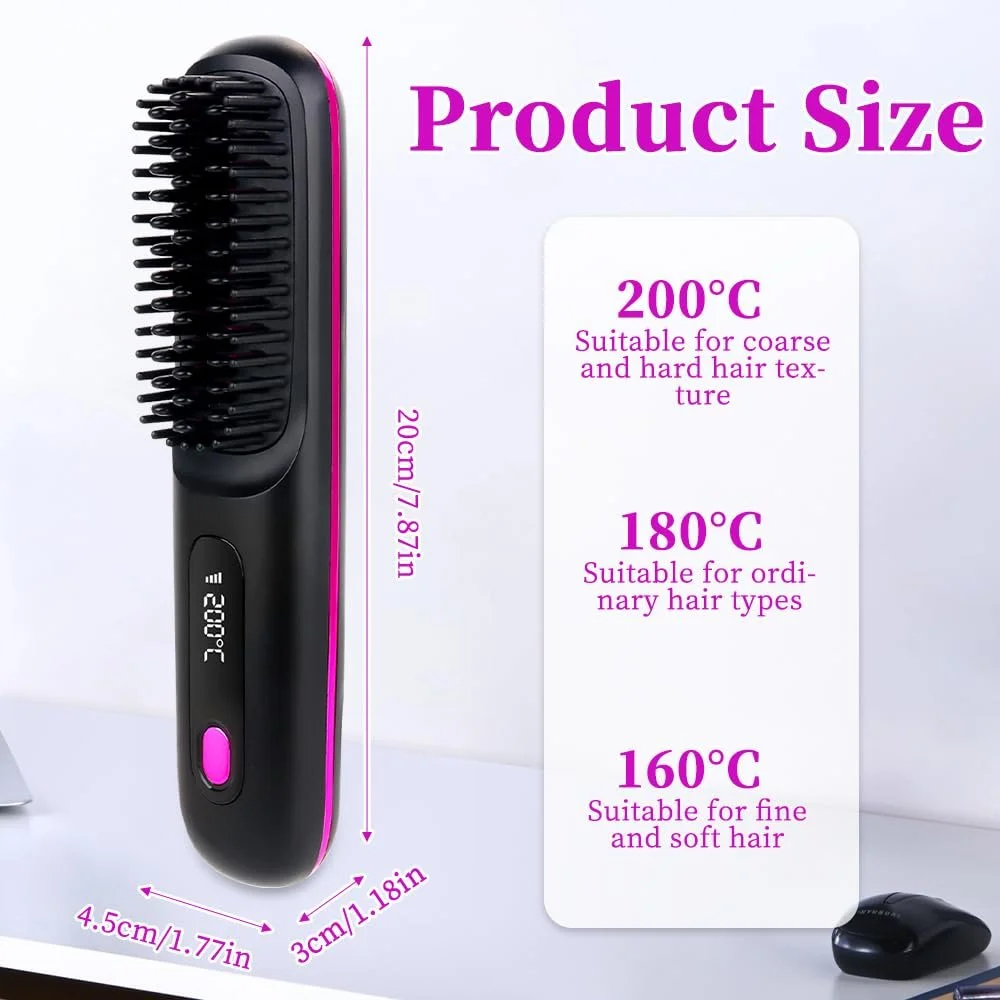 Беспроводная щетка-выпрямитель Foreverup Для коротких волос Аккумуляторная, фото №2 Беспроводная щетка-выпрямитель Foreverup Для коротких волос Аккумуляторная, фото №2
