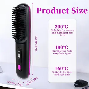 Беспроводная щетка-выпрямитель Foreverup Для коротких волос Аккумуляторная synthetic.ua - Фото 1