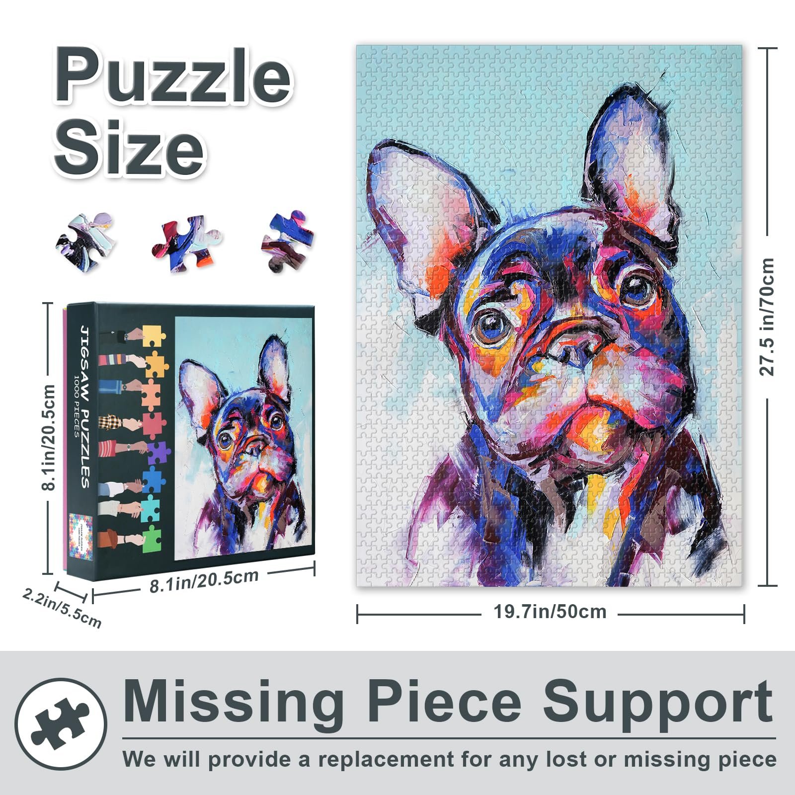 Пазл Abstract French Bulldog 1000 елементів 50х70 см, фото №3