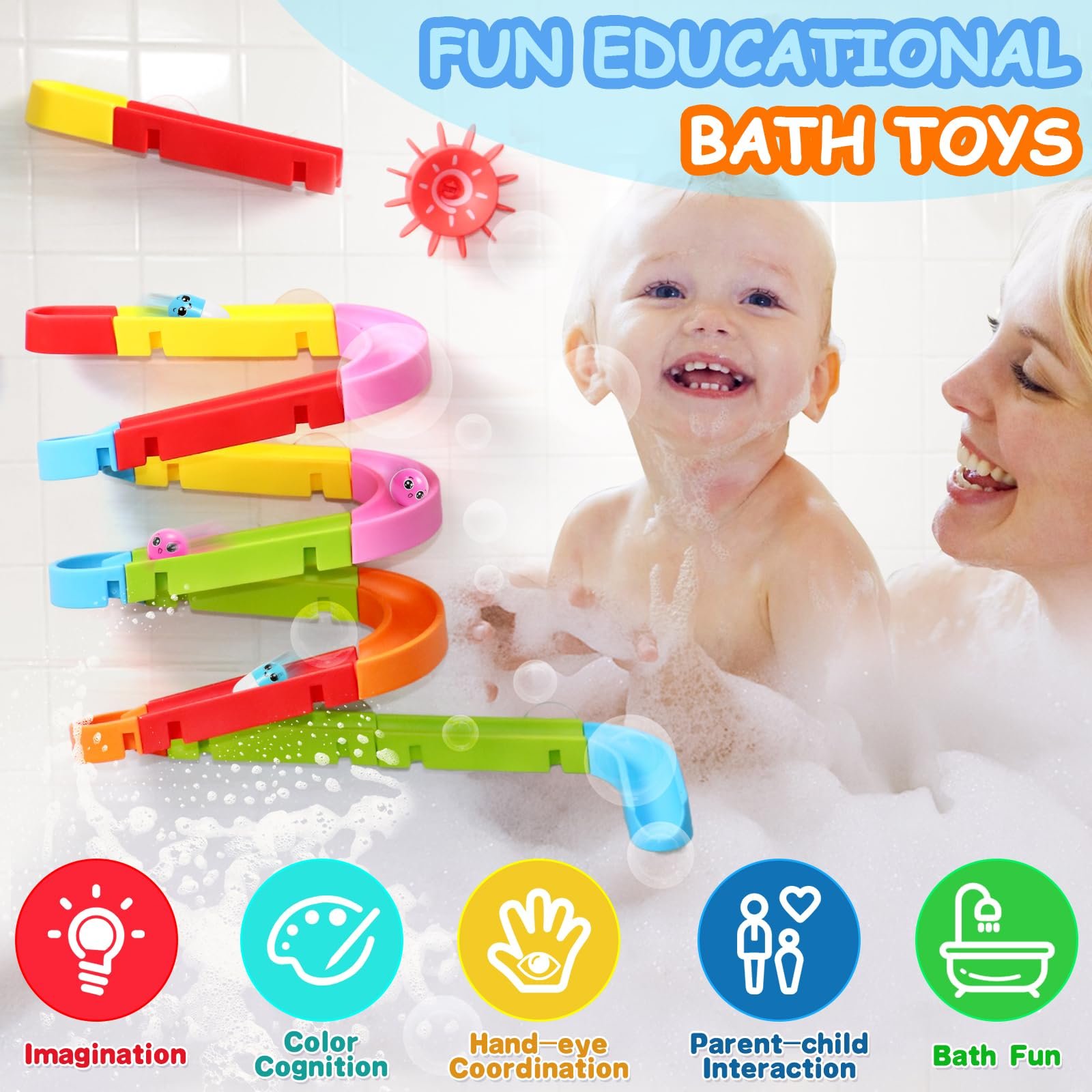 Игрушка для ванны Конструктор-пазл Гоночная трасса 38 деталей, фото №2