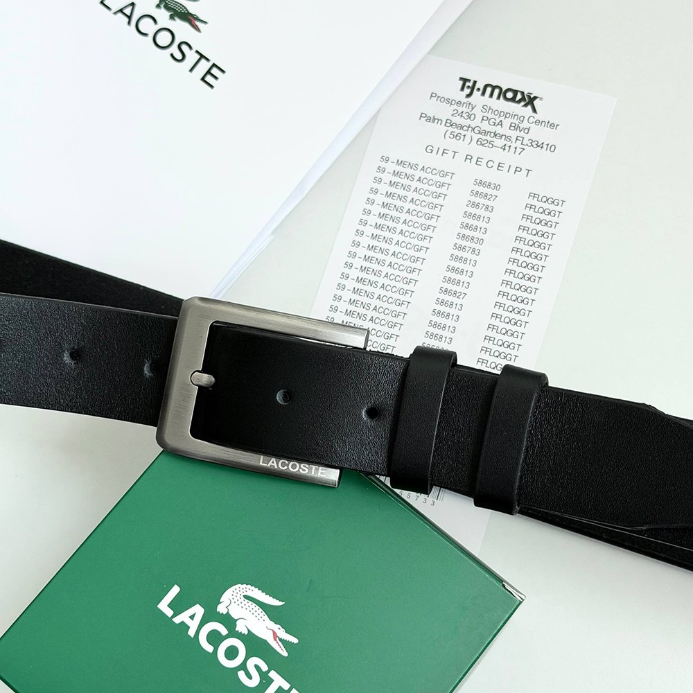 Мужской кожаный ремень Lacoste, черный, фото №5 Мужской кожаный ремень Lacoste, черный, фото №5