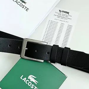 Ремінь чоловічий шкіряний чорний Lacoste synthetic.ua - Фото 1