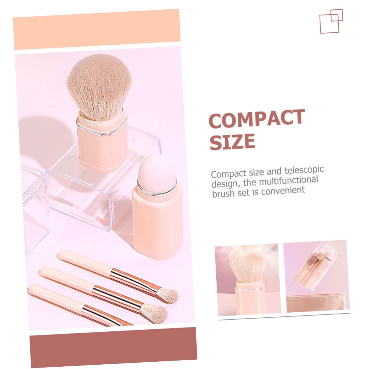 Кисть Eyeliner FRCOLOR 4 шт 8 в 1 для макияжа из пластика, квадратная кисть для губ, дорожная косметическая кисть, фото №4