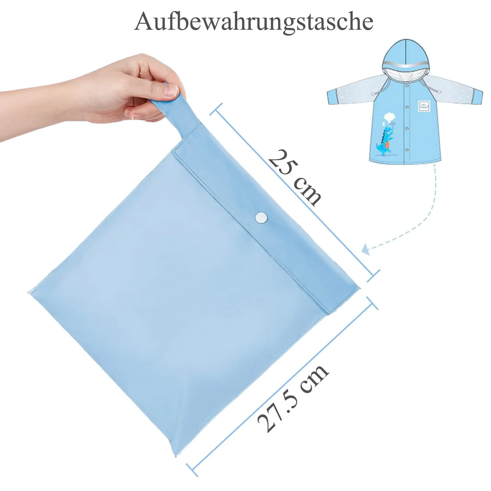 Детский дождевой плащ-пончо для мальчиков с рукавами со светоотражателями, фото №3