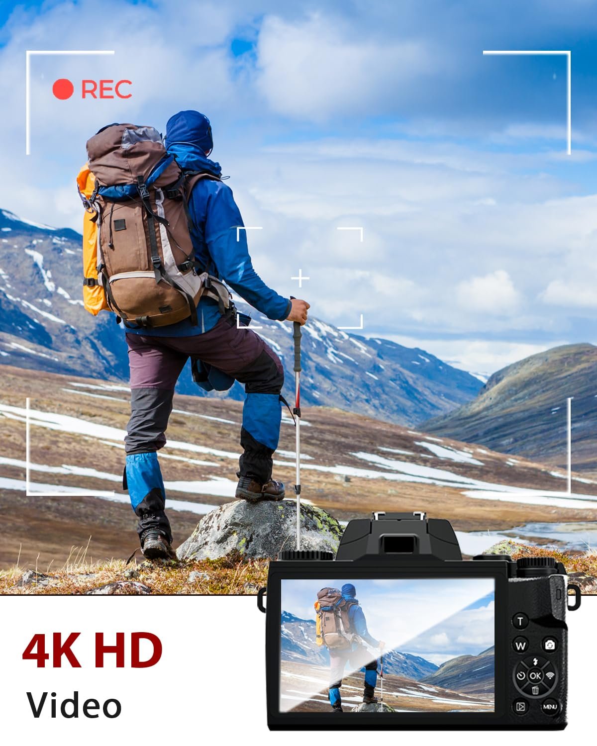 Фотокамера SWE 4K 64MP WiFi, 4.0-дюймовый сенсорный экран, 16X, двойной объектив, фото №6