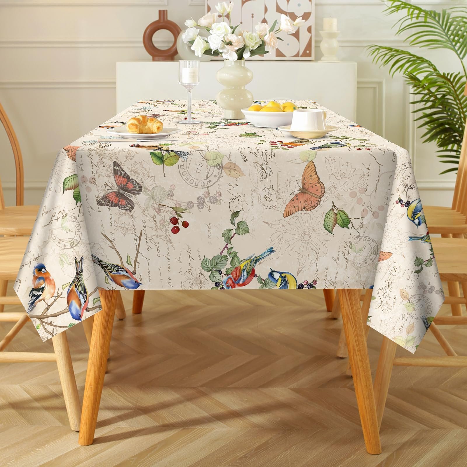 Скатертина Arquiel Country House Vintage Bird прямокутна водовідштовхувальна 152 x 213 cm, фото №4