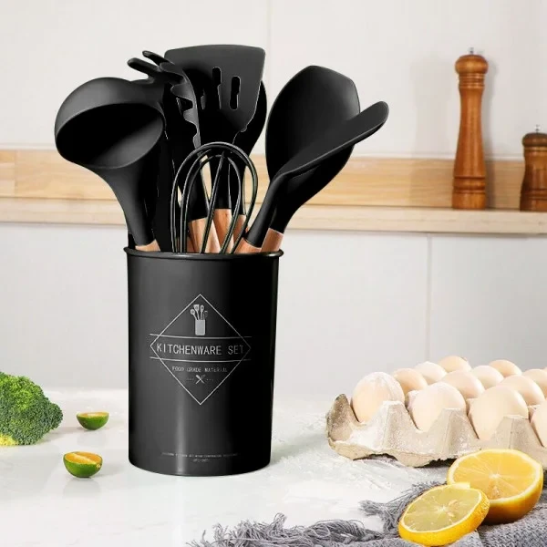 Набор принадлежностей для кухни 12 предметов Kitchen Set RD-1204 Кухонный в стакане Черный, фото №2