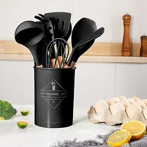 Набор принадлежностей для кухни 12 предметов Kitchen Set RD-1204 Кухонный в стакане Черный synthetic.ua - Фото 1