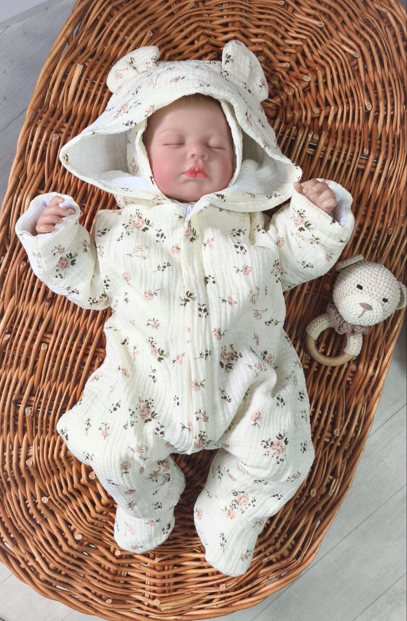 Муслиновый человечек и шапочка для новорожденного, слепой Прованс, фото №1