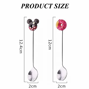 Набор из 6 кофейных ложек из нержавеющей стали, милые мультяшные маленькие ложки, ложка для десерта в форме пончика, креативная чайная ложка, прочная ложка из пищевой стали, длина 12 см, для кофе, торта, десерта, салата, фруктов synthetic.ua - Фото 1