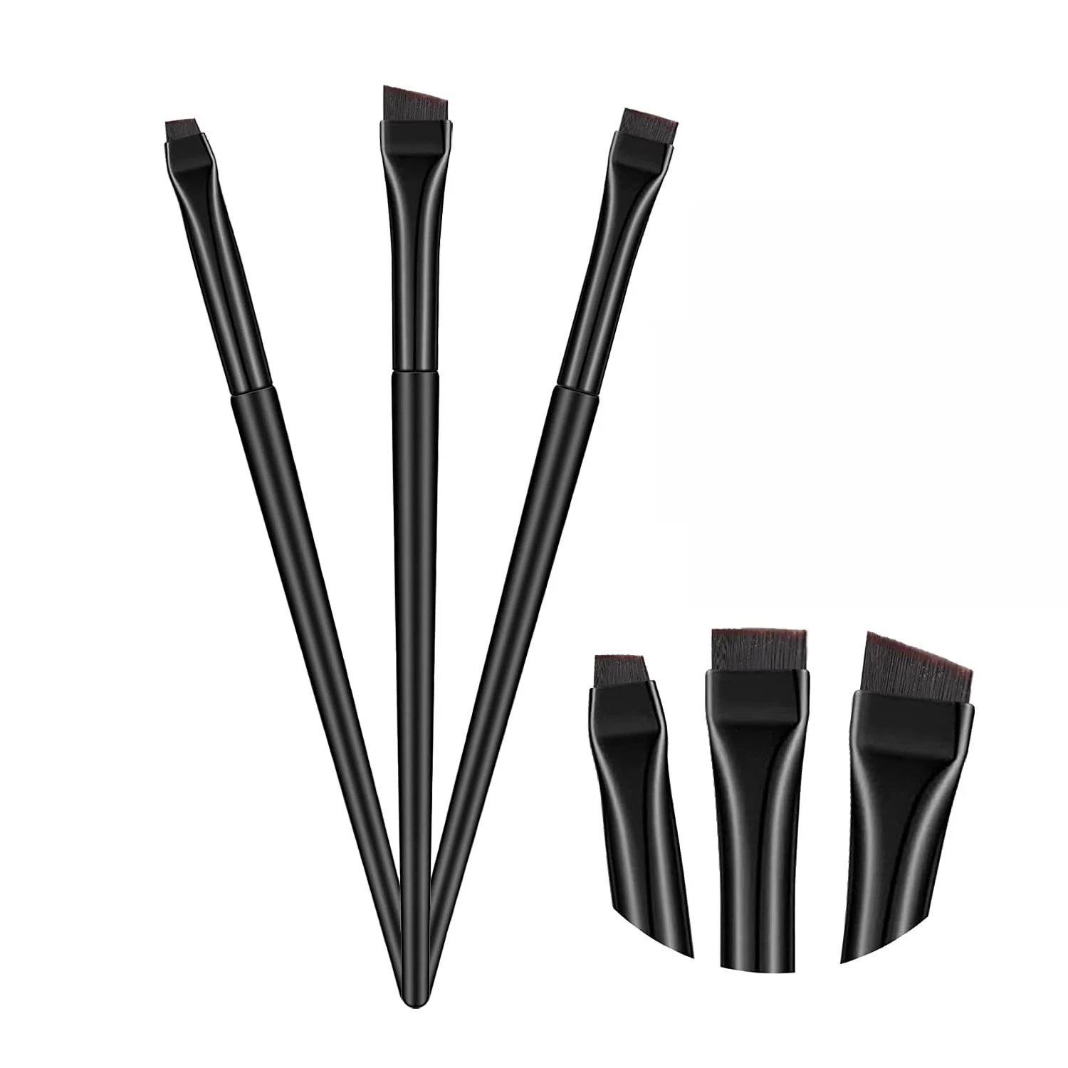 Кисти для подводки, набор из 3, скошенная, фото №1