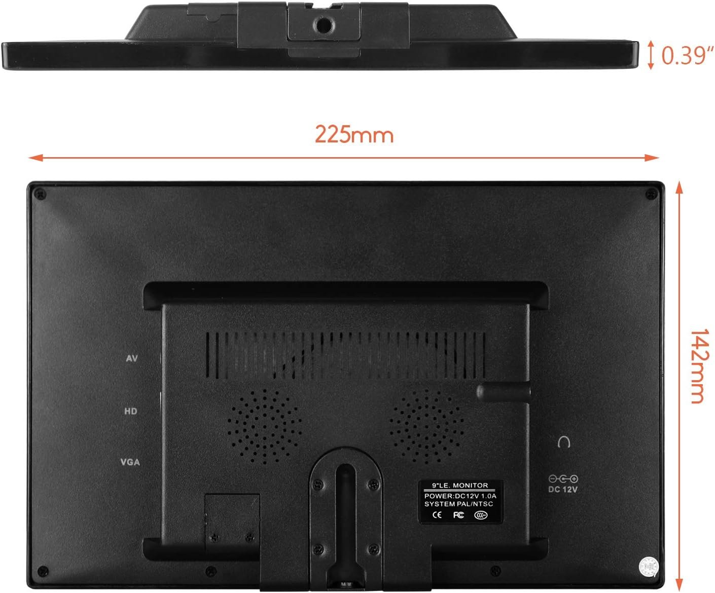 Портативный монитор 9" WHOLEV HD 60 Гц, фото №6