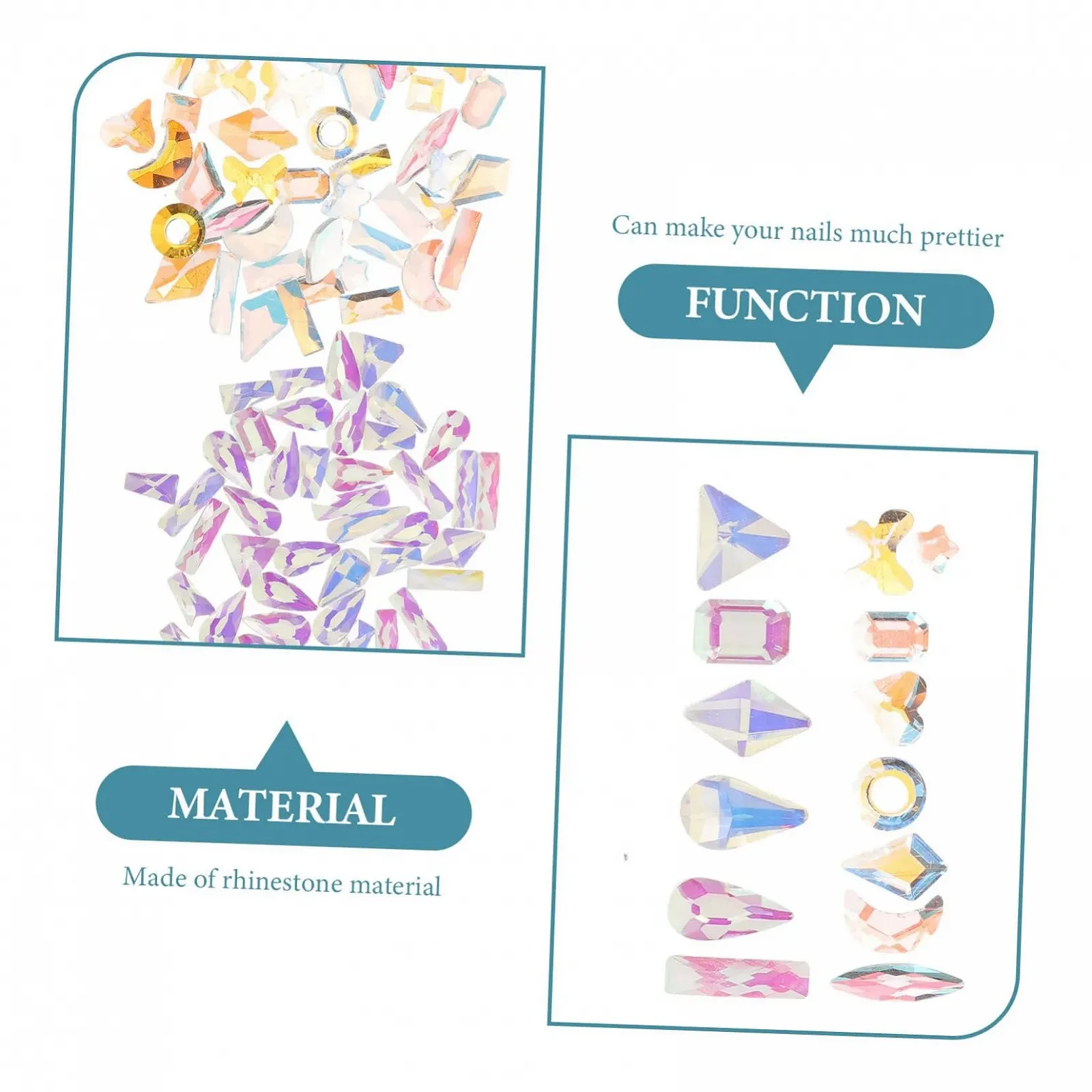 Підвіски для нігтів 3D Housoutil Кришталеві, фото №3