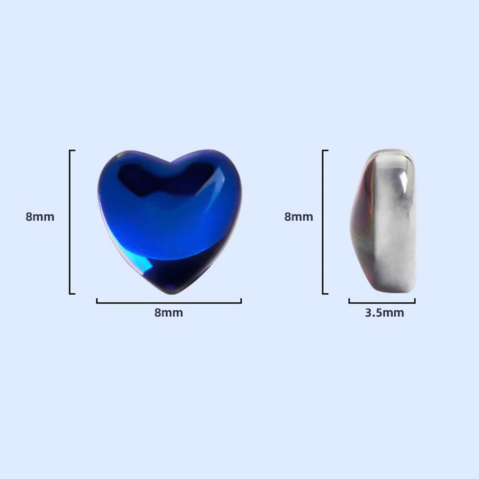 Стрази для нігтів Прикраса для нігтів Серце Персик Crystal Glass Форма діаманта Плоске дно Колір випадковий, 50 шт, фото №2