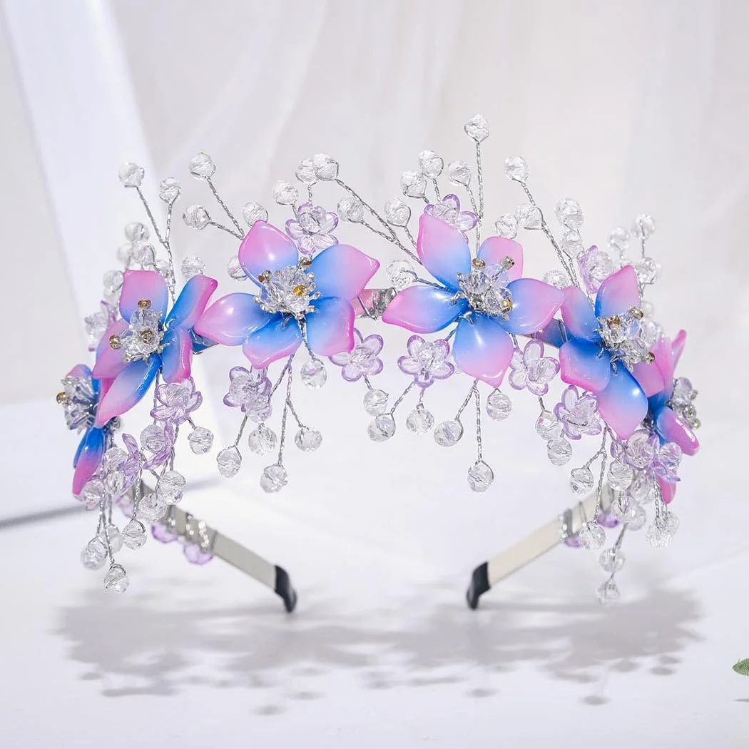 Обруч Квітка IYOU Весільний Фіолетовий Блискучий Кристал, фото №3