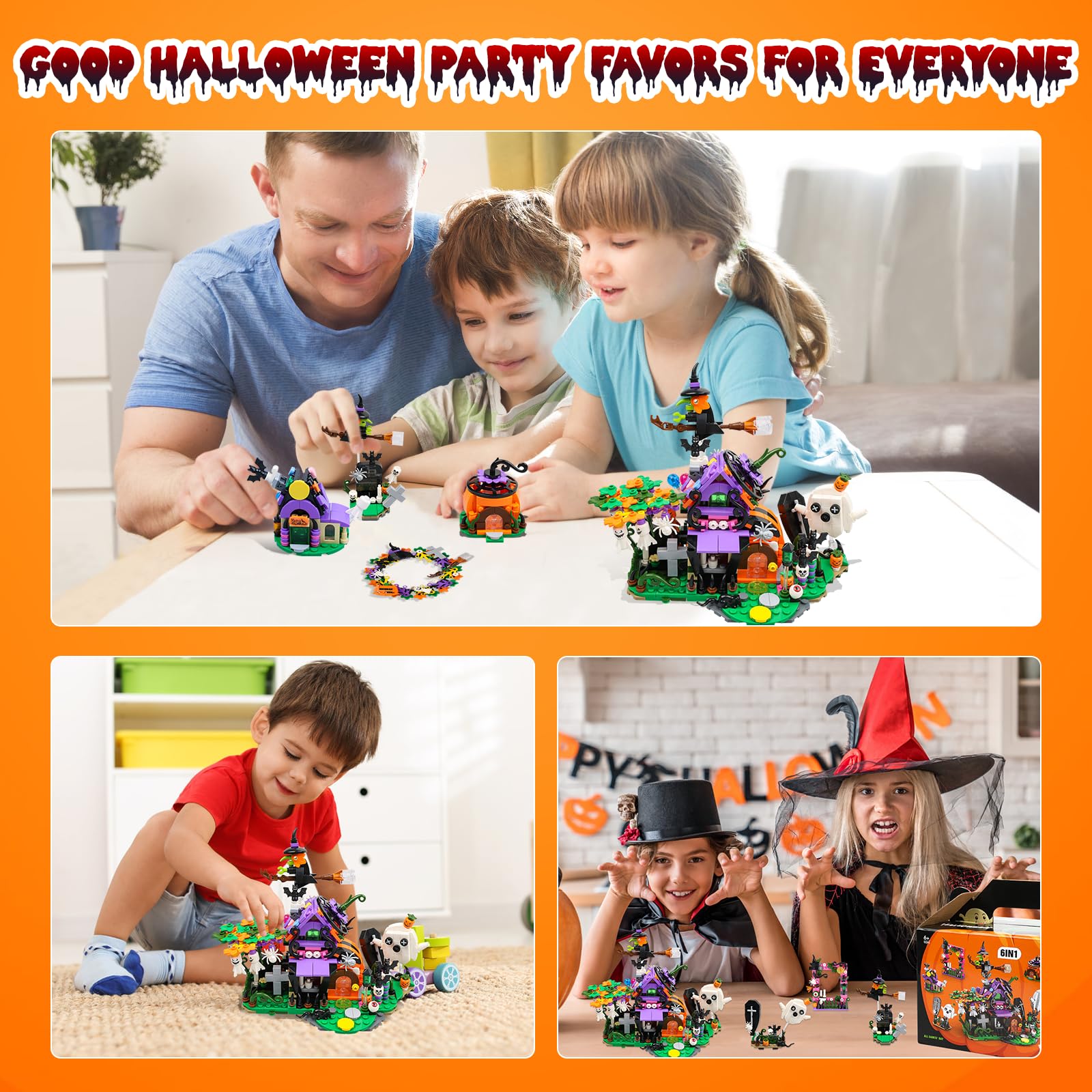 Набор MOEMOE BABY Halloween Building Block Model 6-in-1 Halloween Pumpkin House Ghost House 603 Pieces, фото №3