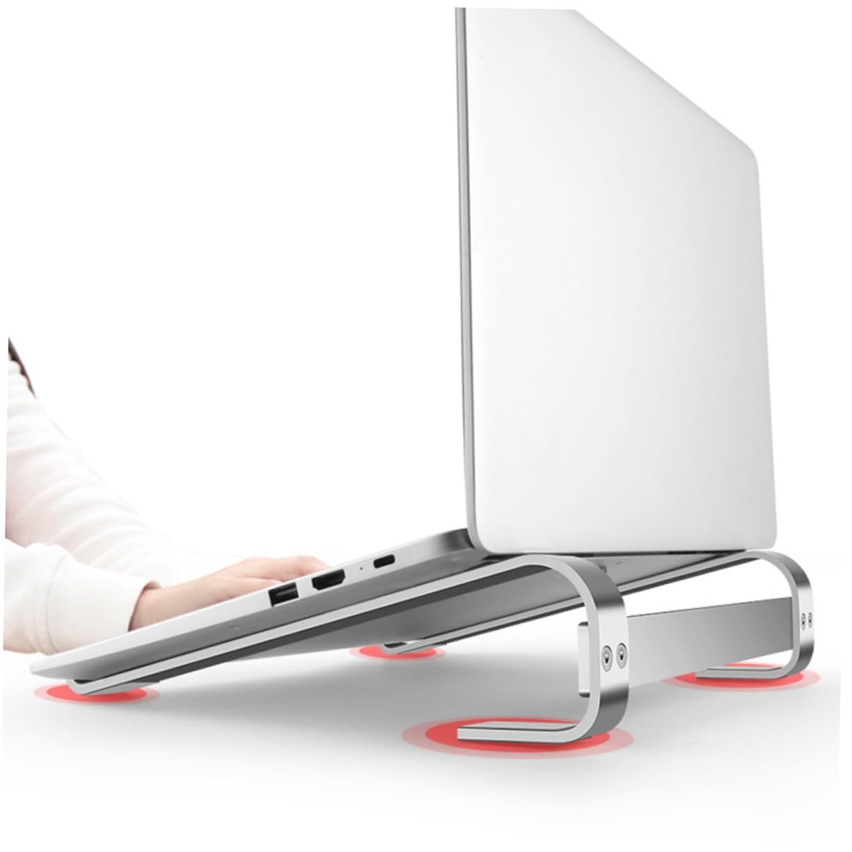 Підставка для ноутбука алюмінієва з нековзною поверхнею для кращого комфорту сидіння Оптимізована вентиляція, фото №8 Підставка для ноутбука алюмінієва з нековзною поверхнею для кращого комфорту сидіння Оптимізована вентиляція, фото №8