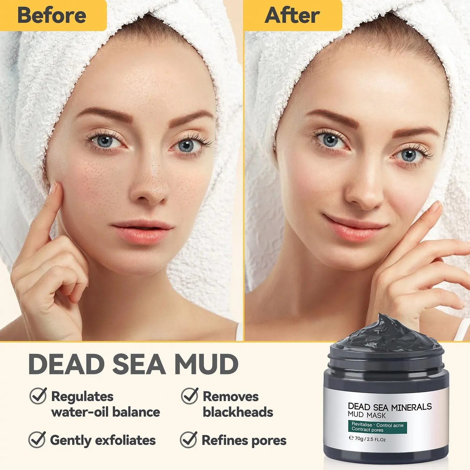 Маска для обличчя, Набір з 3 глиняних масок з куркумою, фото №3