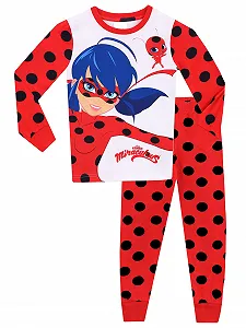 Пижама Miraculous Lady Bug для девочек, облегающая, длинная - Фото 1