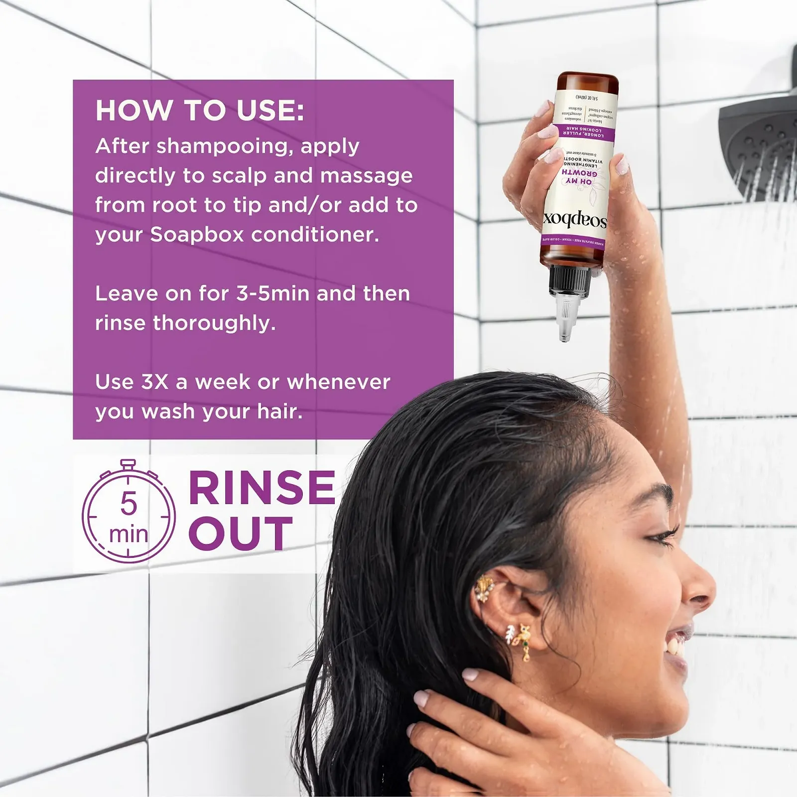 Средство Soapbox Oh My Growth Extension Vitamin Booster для всех типов волос с биотином, веганским коллагеном и витаминами A & C для густых и объемных волос для мужчин, фото №6