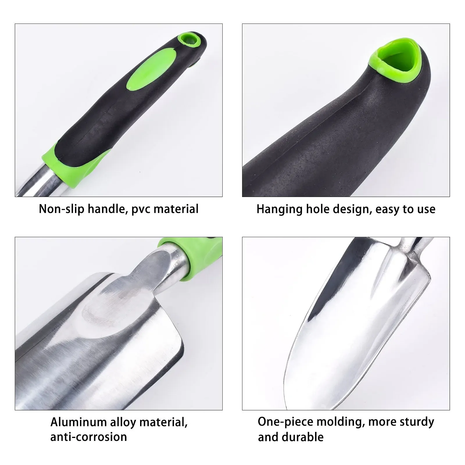 Лопатка садовая, маленькая, заостренная, нержавеющая сталь, эргономичная ручка, зеленый, фото №6