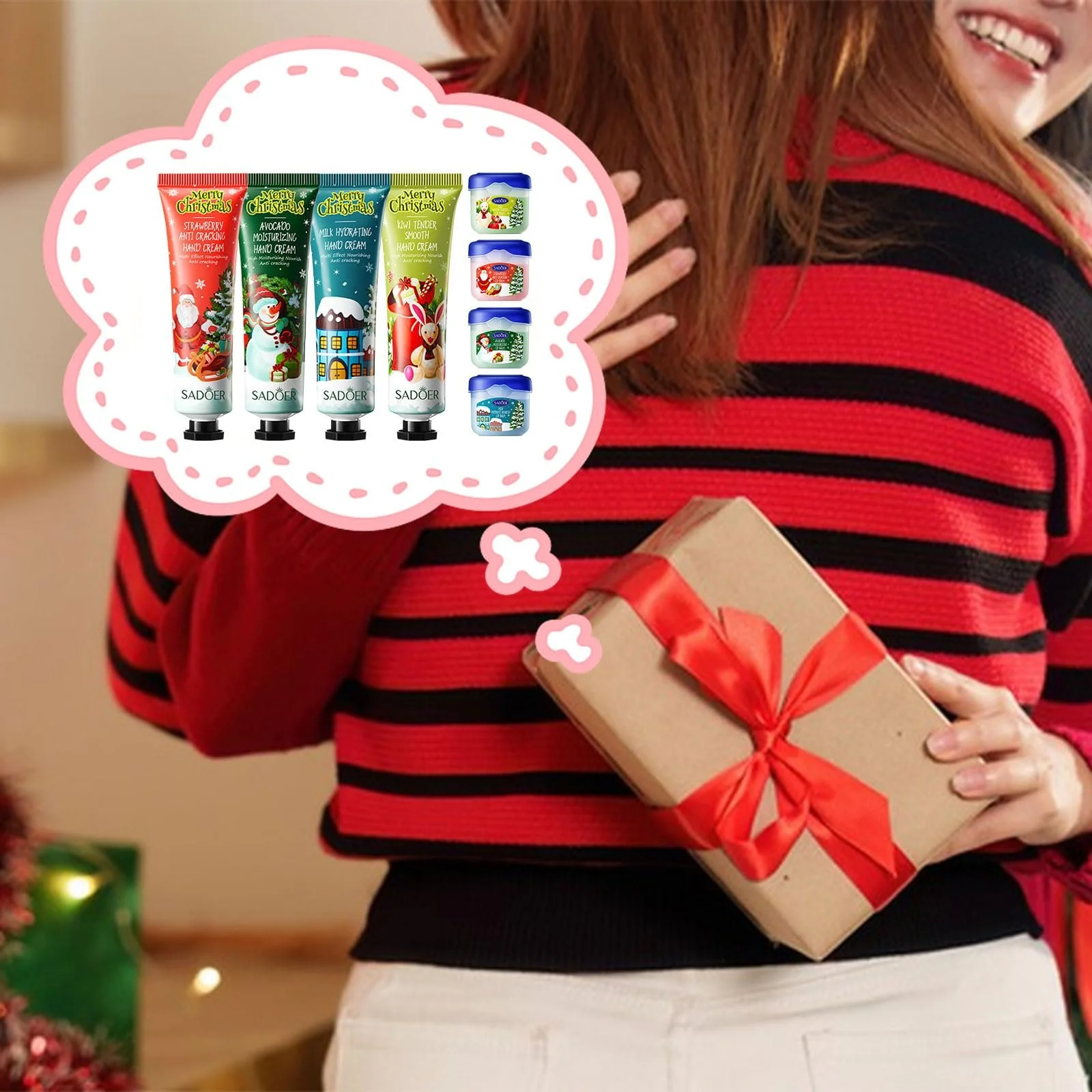Набір Міні-кремів для рук Різдвяний набір кремів для рук, 8 шт, фото №7