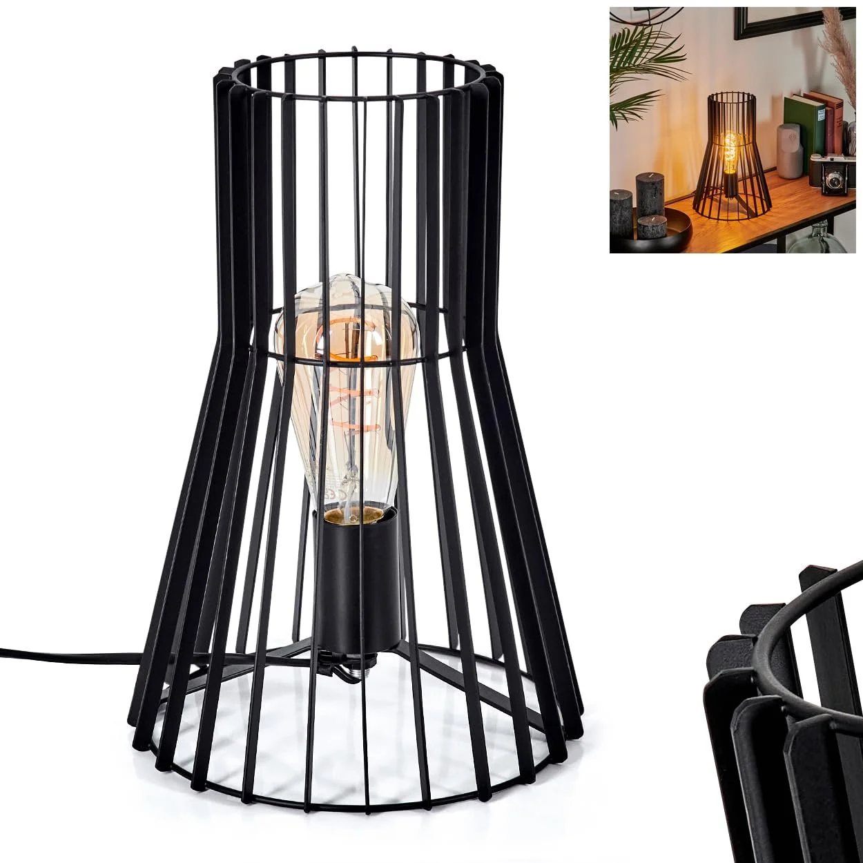 Настільна лампа Emporia Metal Grid Shade 29.5 см 1 x E27 Чорна, фото №1
