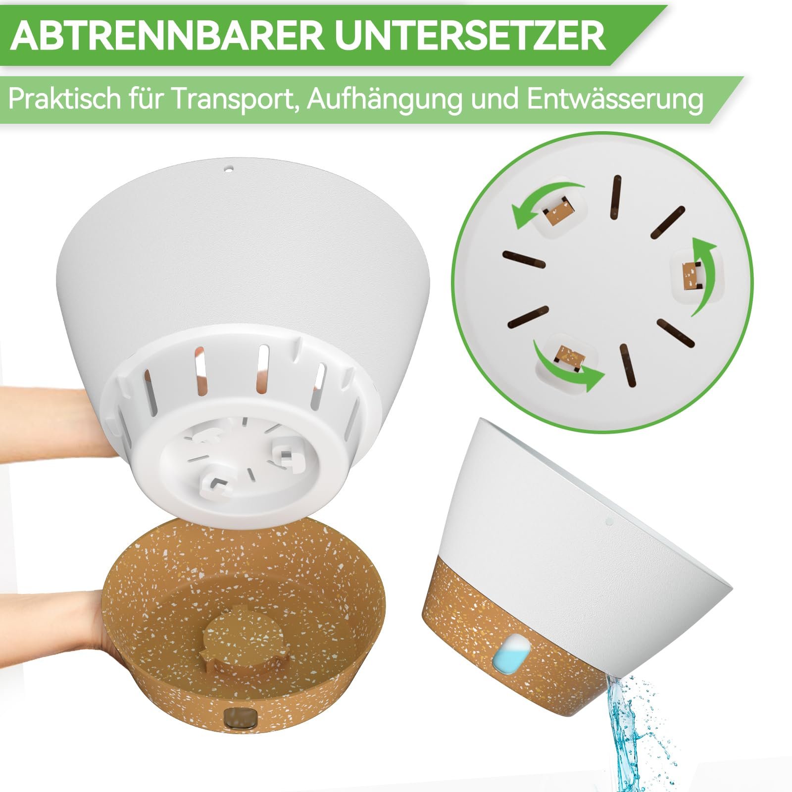 Підвісний кошик ZMTECH 20 см пластиковий з піддоном Білий, фото №5 Підвісний кошик ZMTECH 20 см пластиковий з піддоном Білий, фото №5