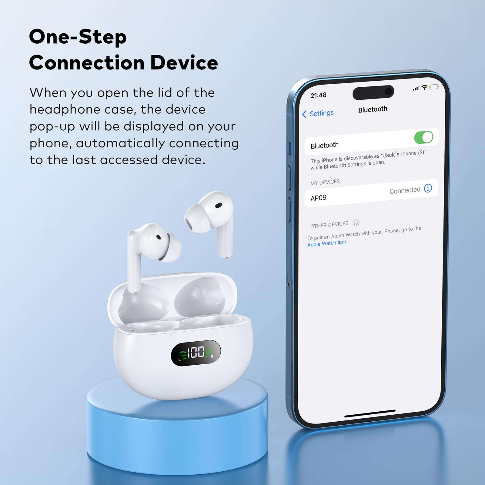 Наушники acabuma Внутриканальные Беспроводные Bluetooth 5.3 60 часов Черный, фото №6