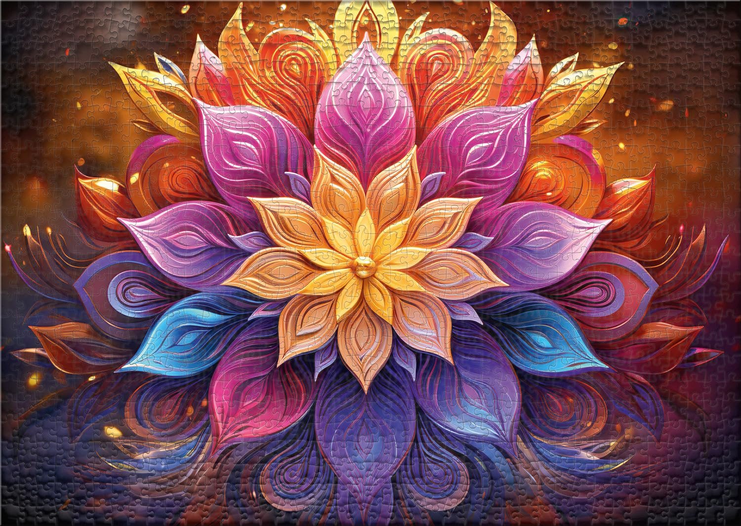 Пазл Ulmer Puzzleschmiede Neon Mandala Flower Blossom Design 1000 деталей, фото №2 Пазл Ulmer Puzzleschmiede Neon Mandala Flower Blossom Design 1000 деталей, фото №2