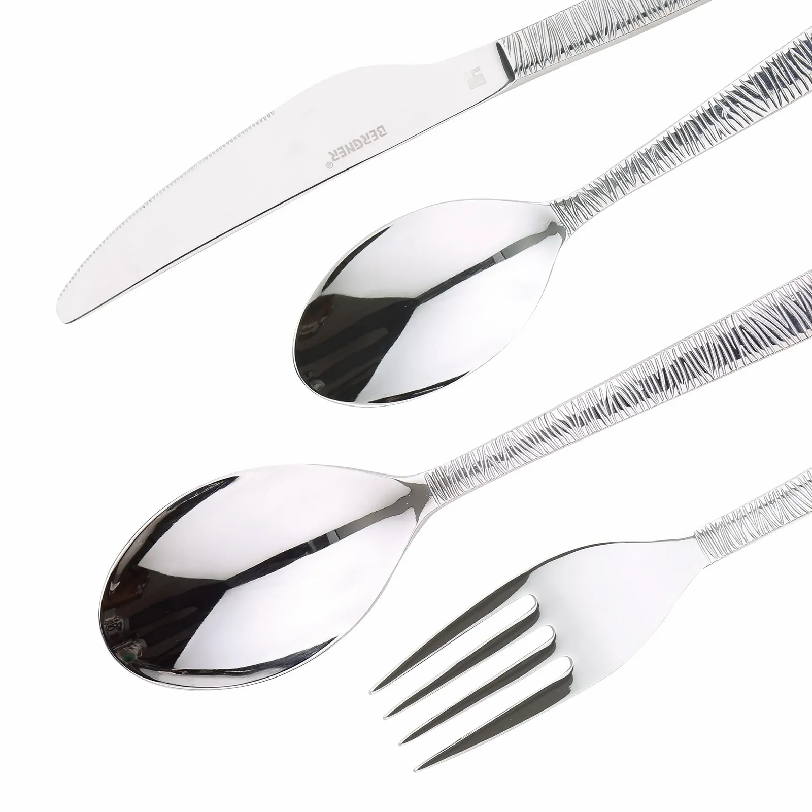 Набір столових приборів BERGNER Lyon, 24 предмети: 6 ножів, 6 виделок, 6 ложок, 6 чайних ложок, нержавіюча сталь, матова полірована поверхня, фото №2 Набір столових приборів BERGNER Lyon, 24 предмети: 6 ножів, 6 виделок, 6 ложок, 6 чайних ложок, нержавіюча сталь, матова полірована поверхня, фото №2