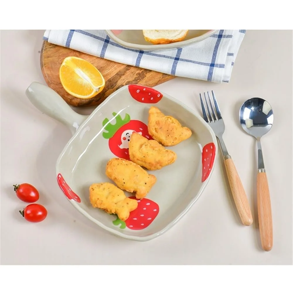 Форма для запекания керамическая многофункциональная термостойкая с одной ручкой подглазурная роспись, фото №3