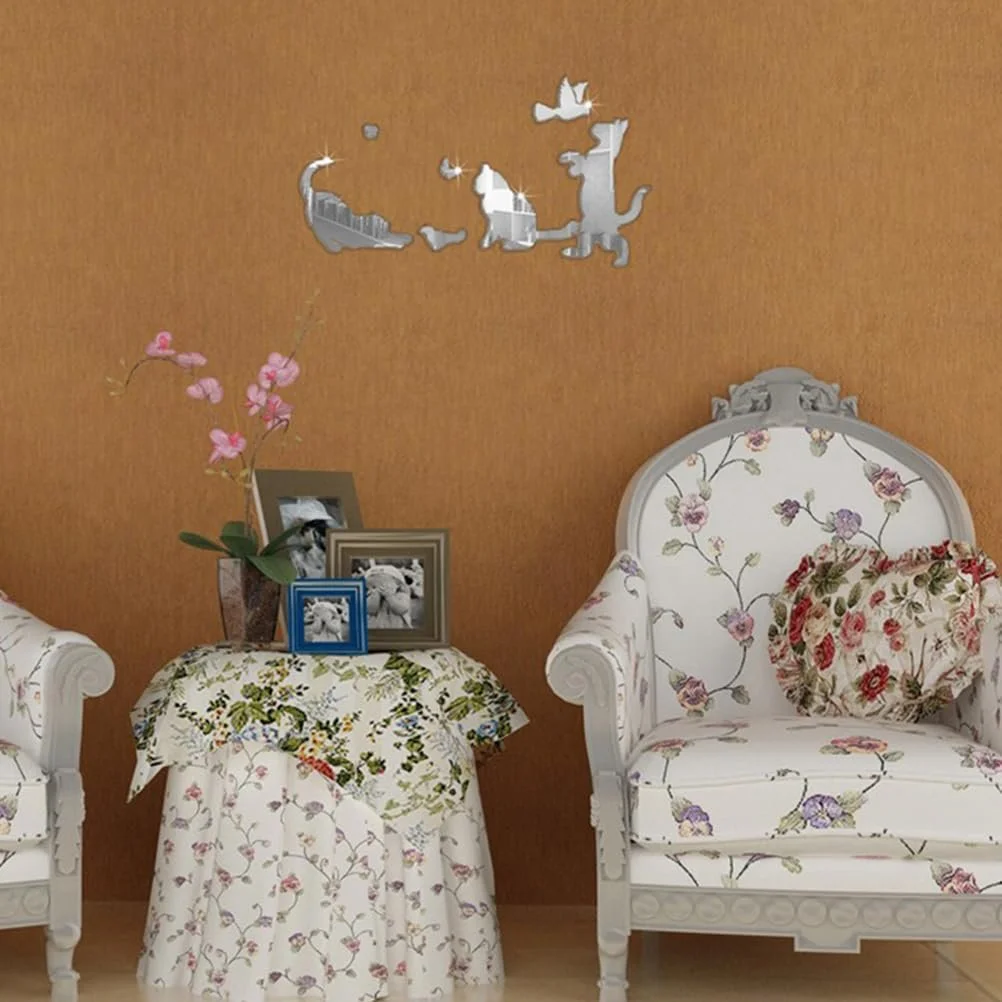 Наклейка на стіну Vosarea Mirror Cat акрилова срібляста, фото №9 Наклейка на стіну Vosarea Mirror Cat акрилова срібляста, фото №9