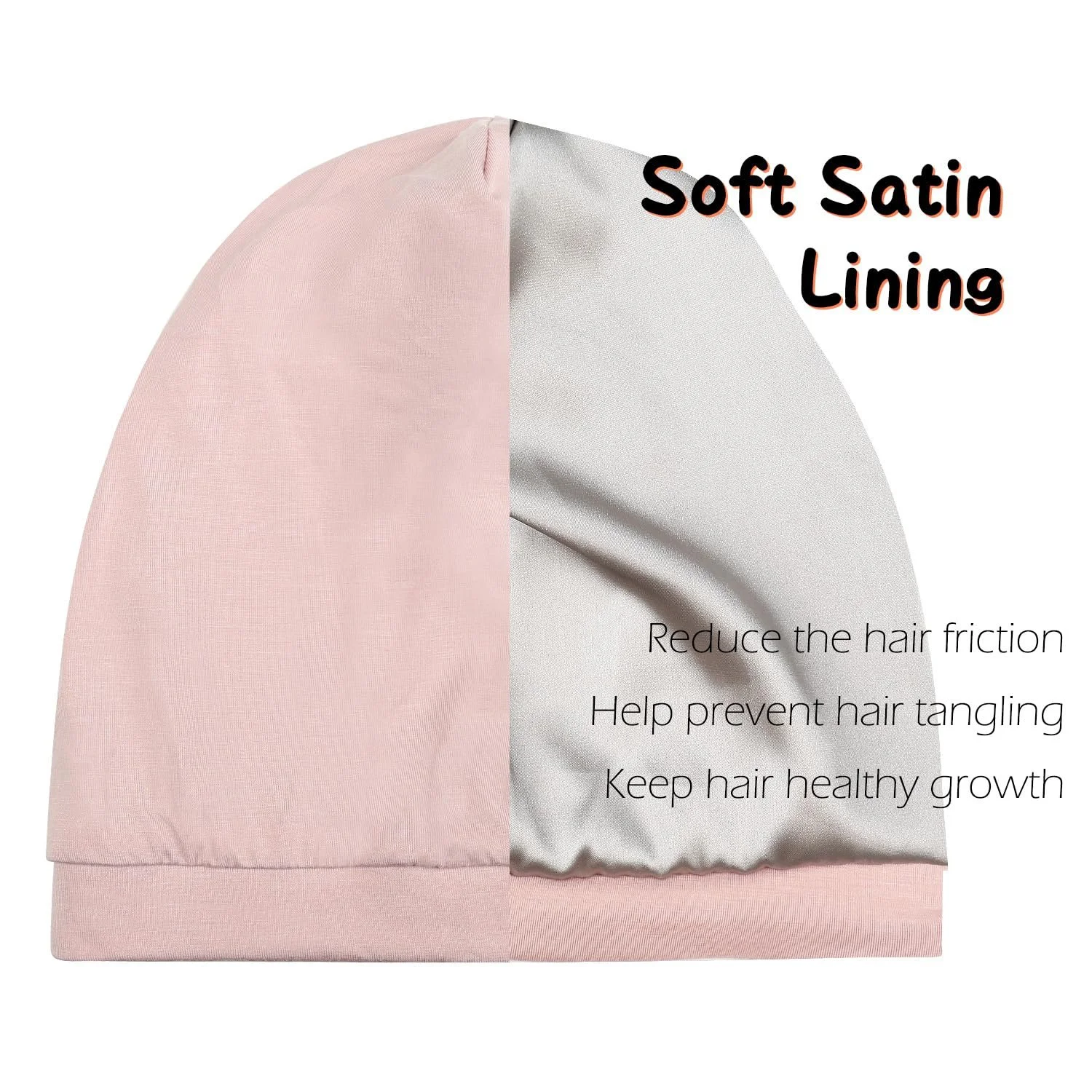 Шапка для сна Alnorm Curly Girls с сатиновой подкладкой и регулируемой комфортной эластичной лентой для девочек-подростков, фото №5