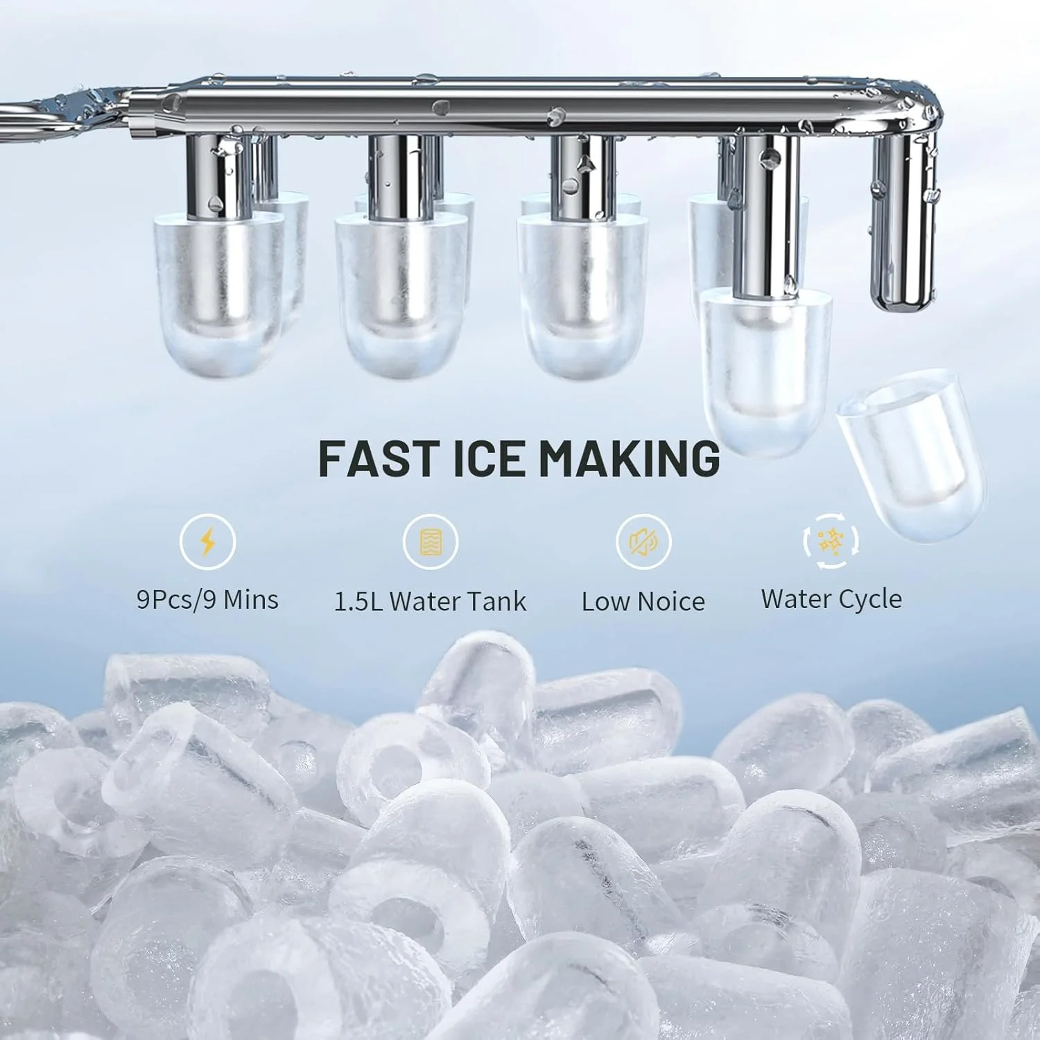 Льодогенератор VINATO ICM 1221 / 1.5 л / 12кг/добу / Black, фото №4