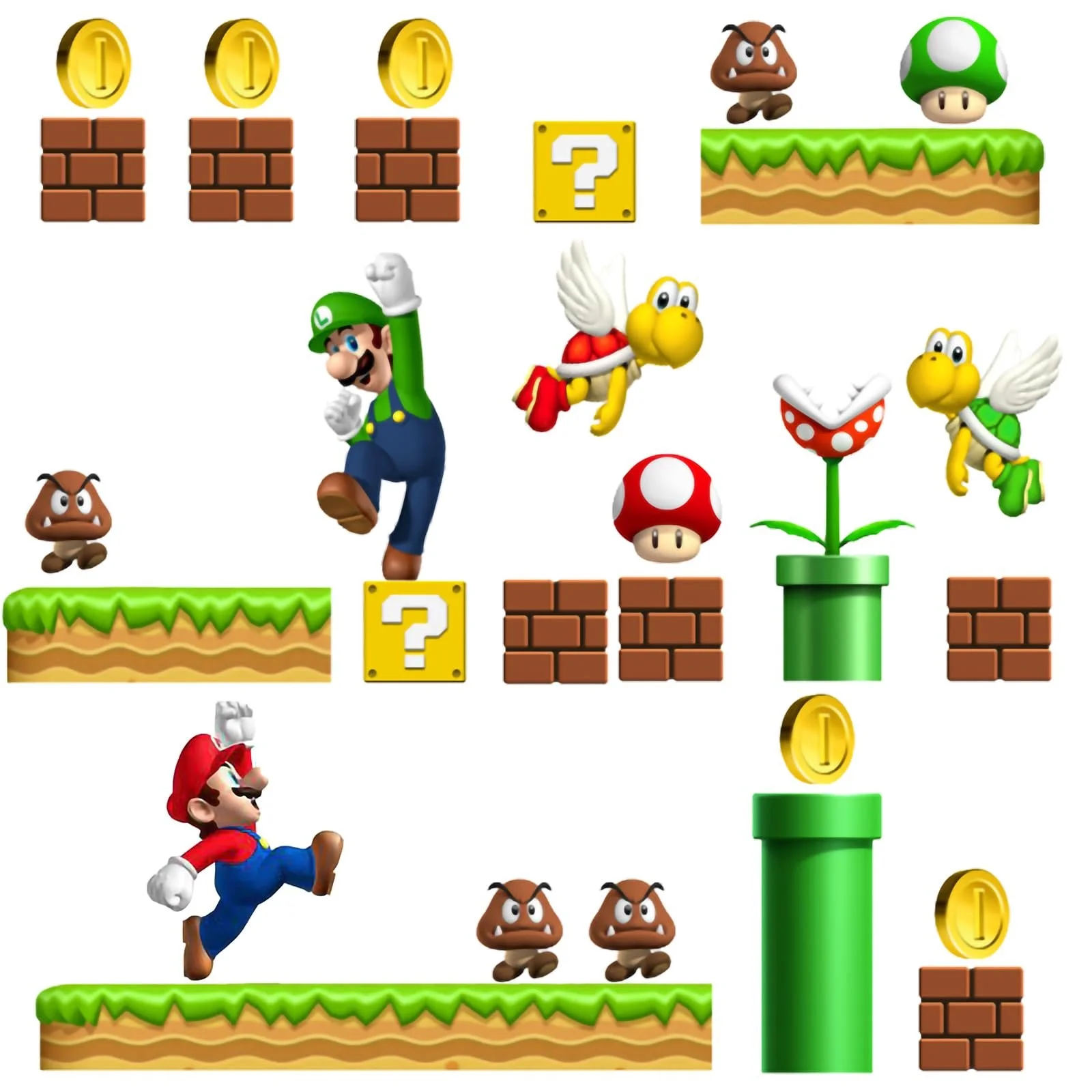 Наклейки на стіну WlsqDE Mario 3D 30 x 90 см 2 шт., фото №1 Наклейки на стіну WlsqDE Mario 3D 30 x 90 см 2 шт., фото №1